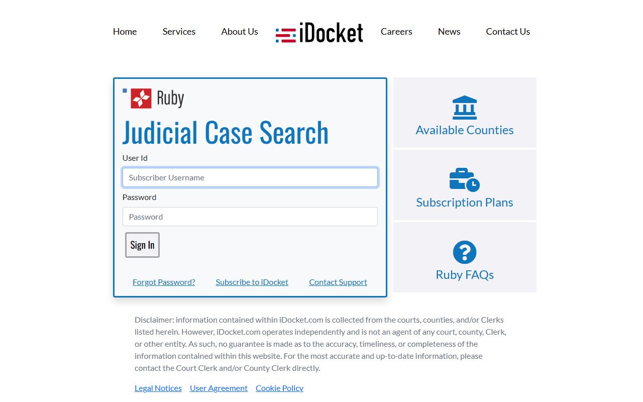 iDocket login for Bosque County court record search